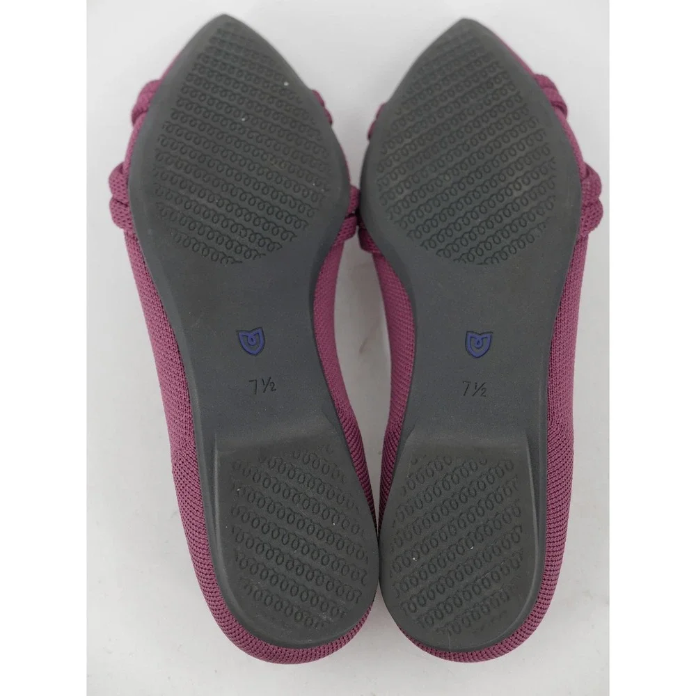 Rothy's Shoes Purple Knit Bow Pointed Toe Flats Slip On Women's Size 7.5